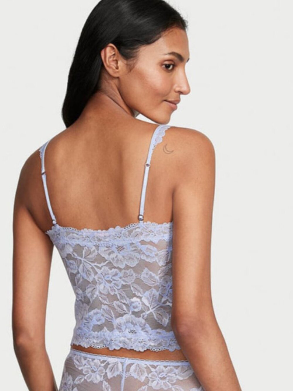 NWT Victoria’s Secret Periwinkle Lacy Trim Cami Tank Top Coquette Feminine XL - Picture 3 of 9